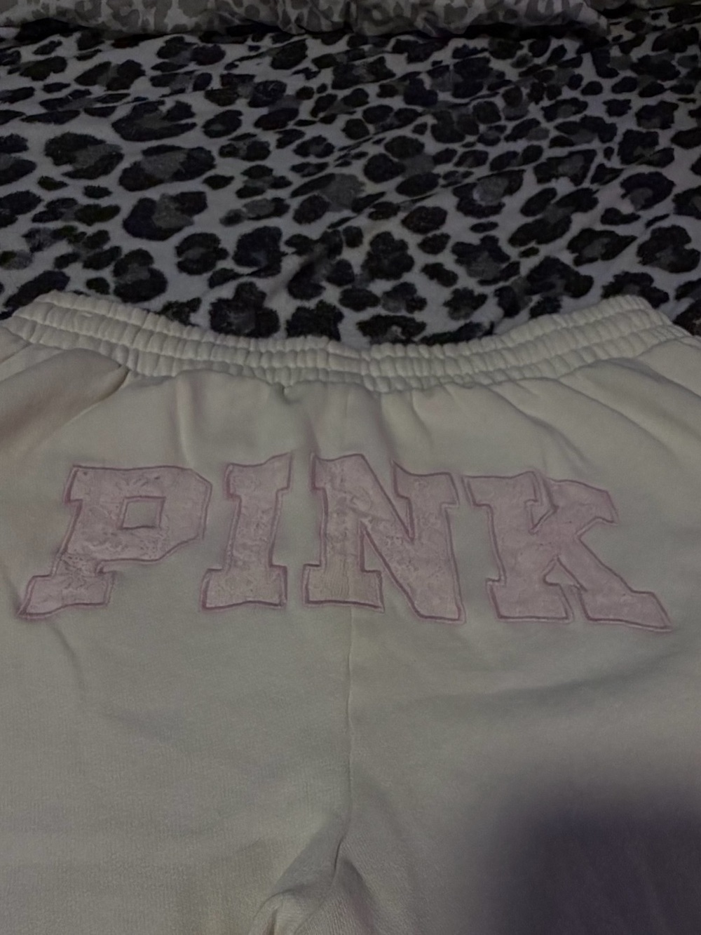 PINK Victoria's Secret Cream Shorts with Light Pink Logo